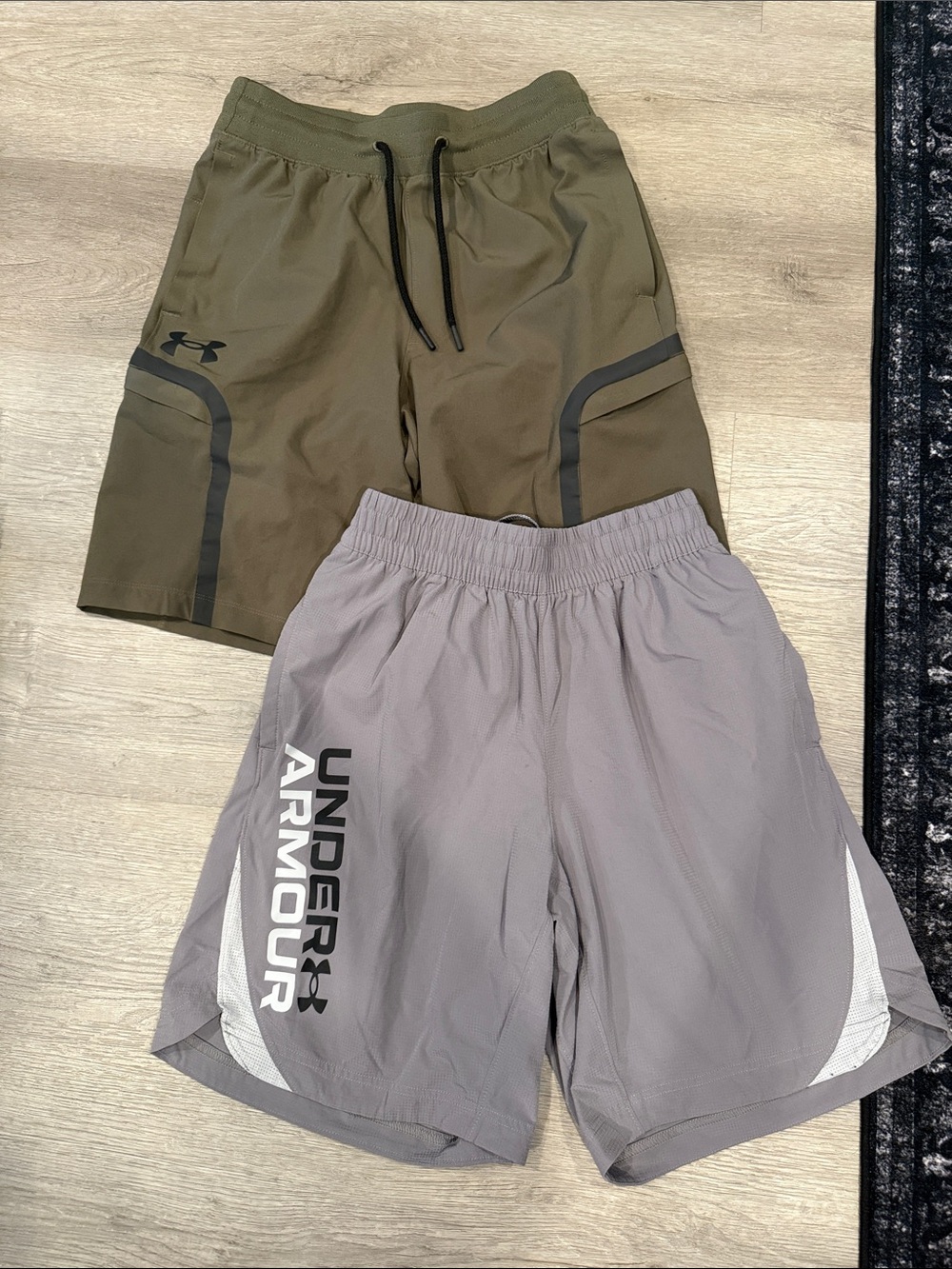 Under Armour Men’s Athletic Shorts — Olive & Light Gray Duo